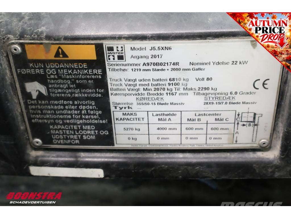 Hyster J5.XN6 BY 2017 8.505 uur Carretillas de horquilla eléctrica