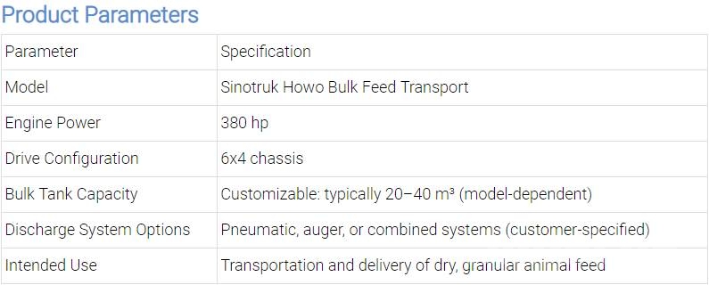 Howo Bulk Feed Cargo Truck Kornbil