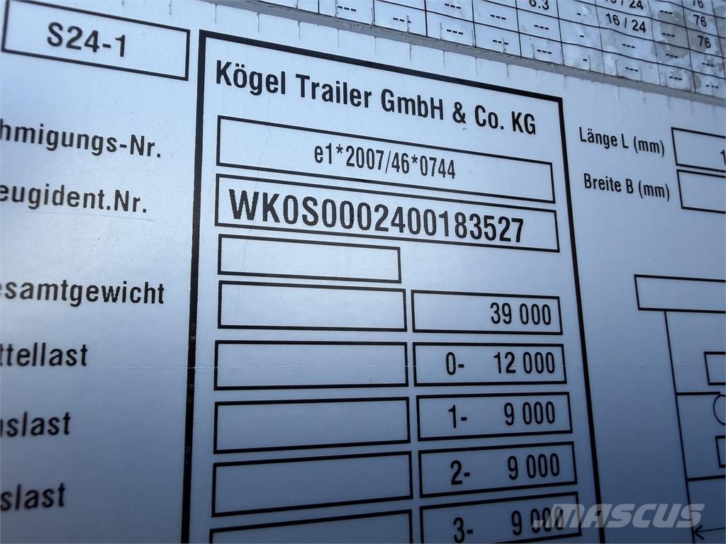 Kögel SN 24 VIN 527 Poluprikolice sa ciradom