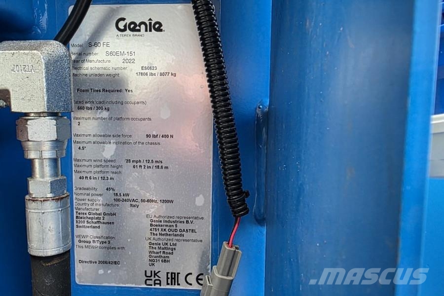 Genie S60FE Hybrid, 4x4 Drive, 20.6m Working Height, 12. Teleskopske dvižne ploščadi