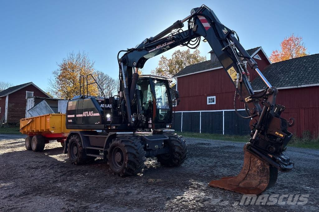 Atlas 160W, Endast 1210h, Mörevagn och 6 Redskap Mobilbagger