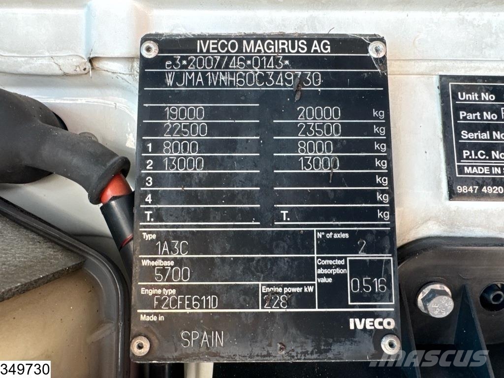 Iveco Stralis 310 EURO 6, Palfinger, Remote, Steel suspe Platte bakwagens