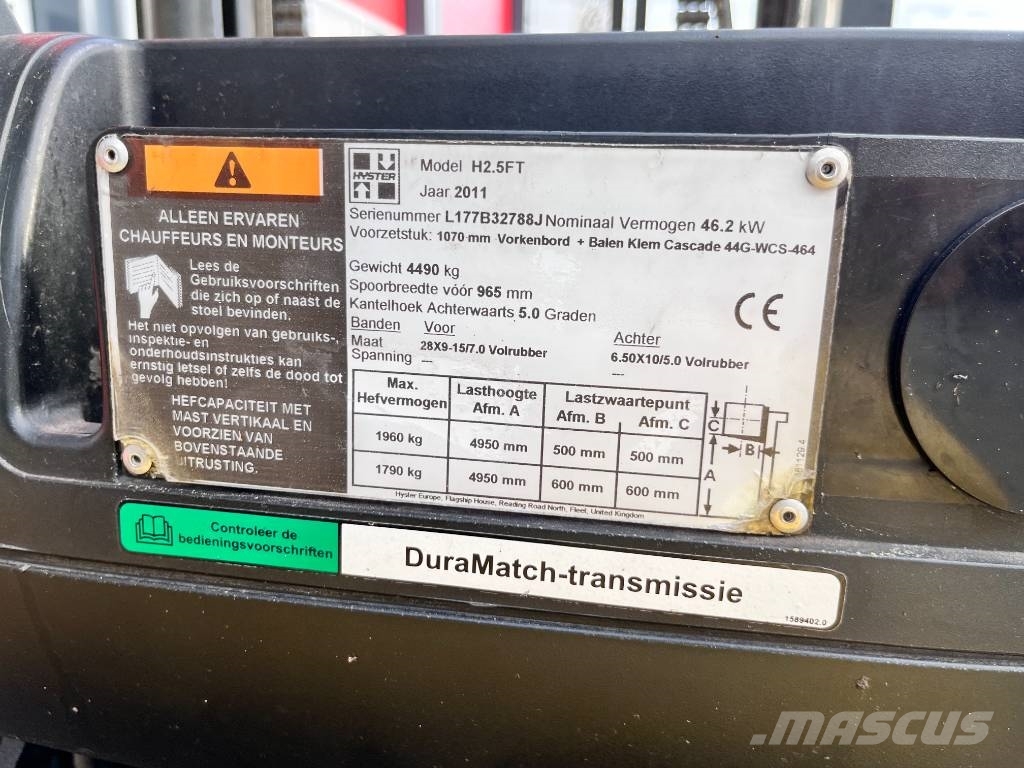 Hyster H 2.5 FT LPG 2011 2500 kg heftruck LPG 지게차