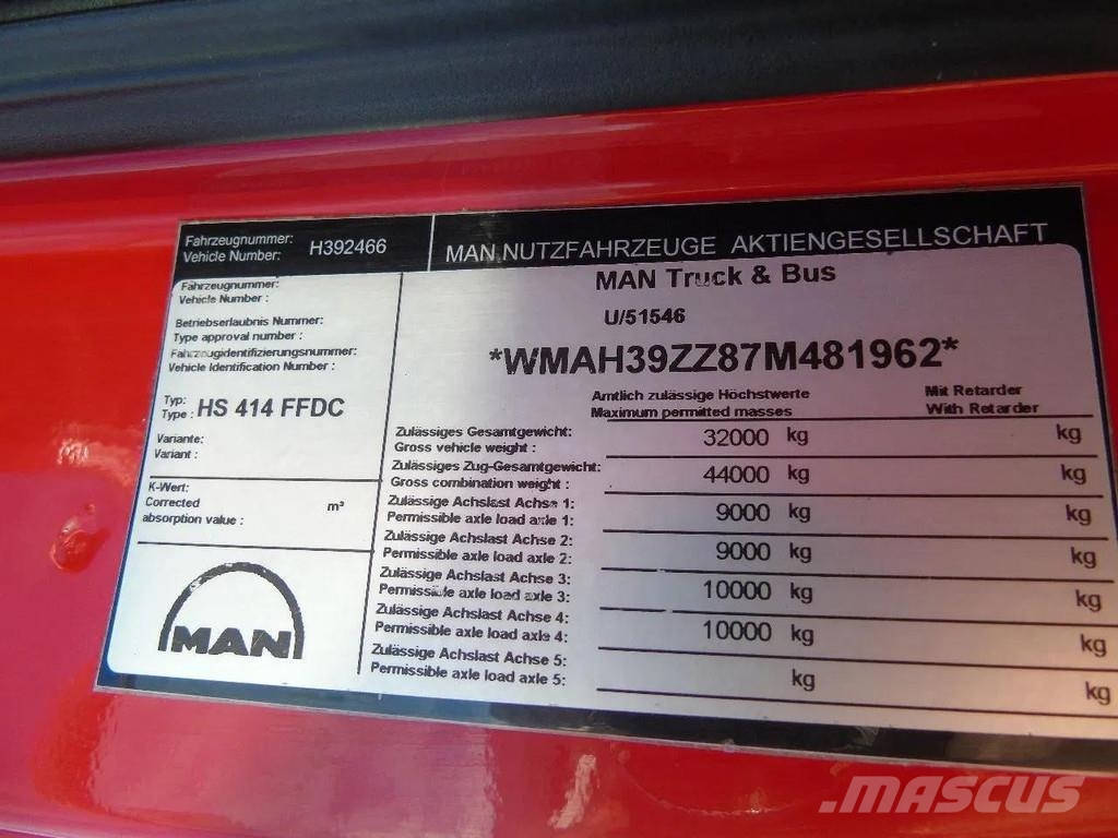 MAN TGA 41.440 8X4 + HIAB 166 E-3 HIPRO + REMOTE + HOO Hook lift trucks