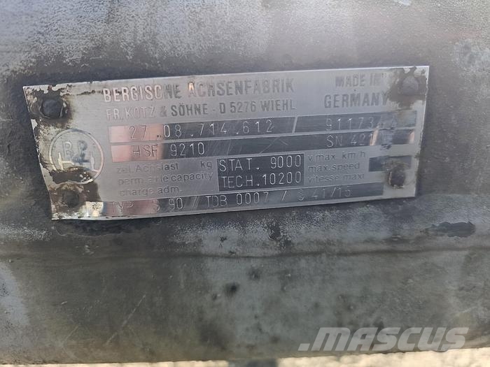 BPW HSF 9210 TRAILER AXLE SINGLE TIRE. Axles