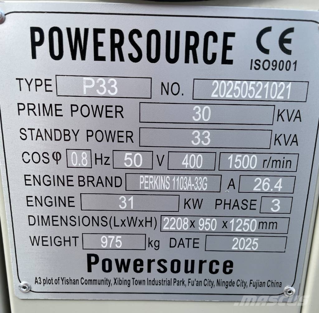 Perkins 1103A-33 - 33 kVA Generator - DPX-19802 Diesel Generators