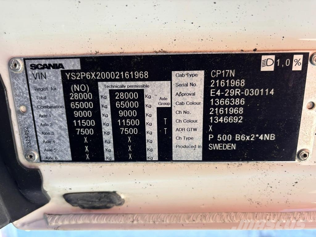 Scania P 500 6x2*4 9 TON FRONT AXLE / RETARDER Containerbil