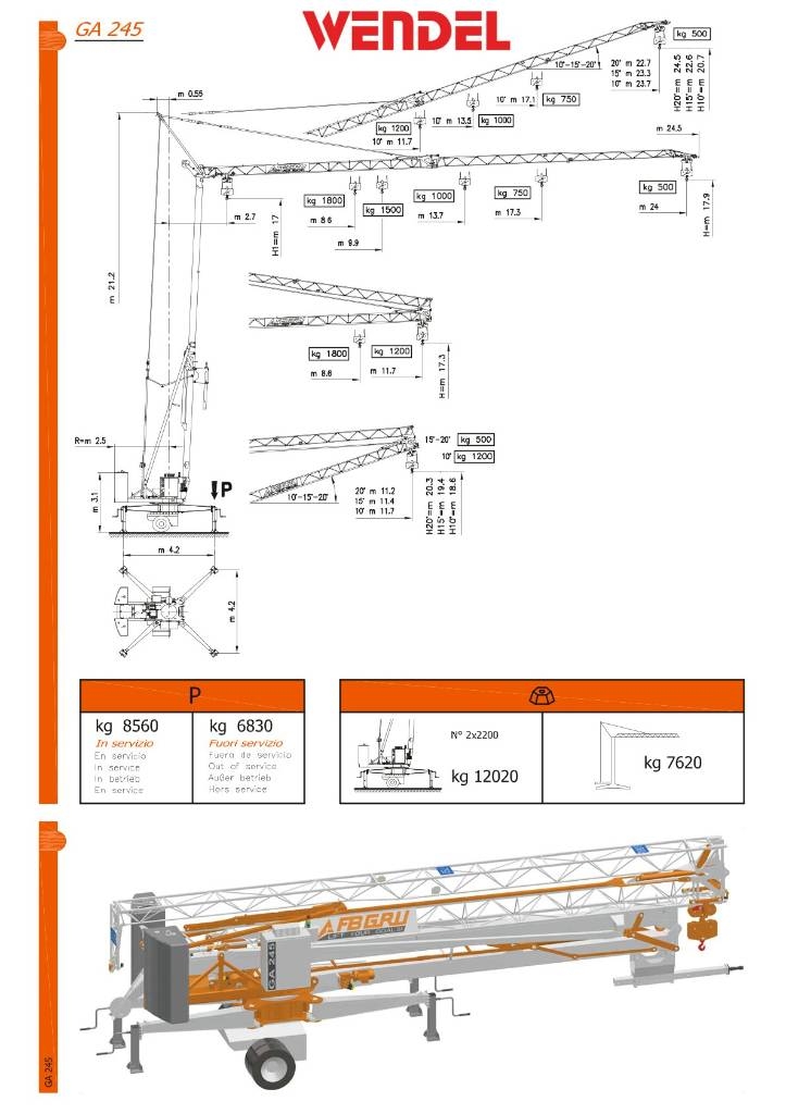 FB GRU GA 245 Schnellbaukran, Dachdeckerkran, Kran Самоповдигащи кранове