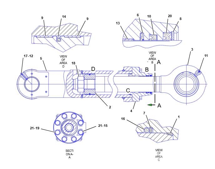 CAT 5130 B bucket cylinder 135-5044 Hydraulics
