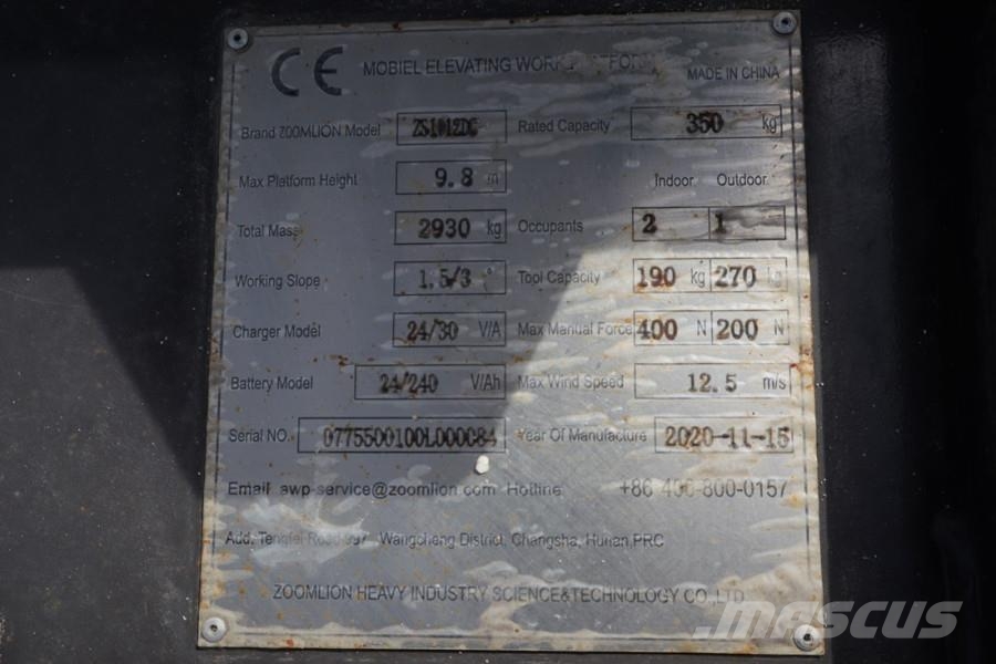Zoomlion ZS1012DC Valid Iinspection, *Guarantee! 11.8m Work Schaarhoogwerkers