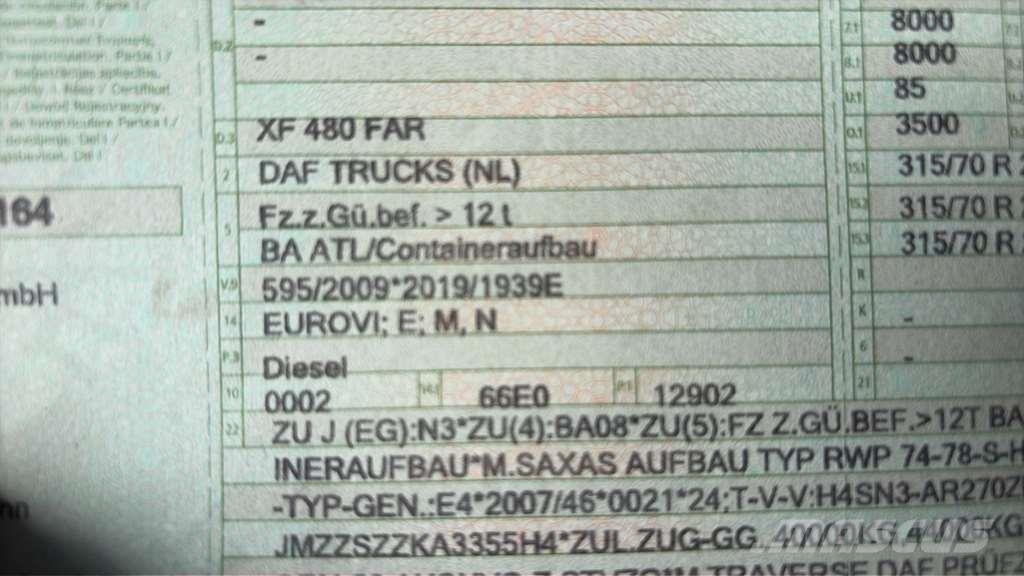 DAF XF480 BDF Wechselfahrgestell