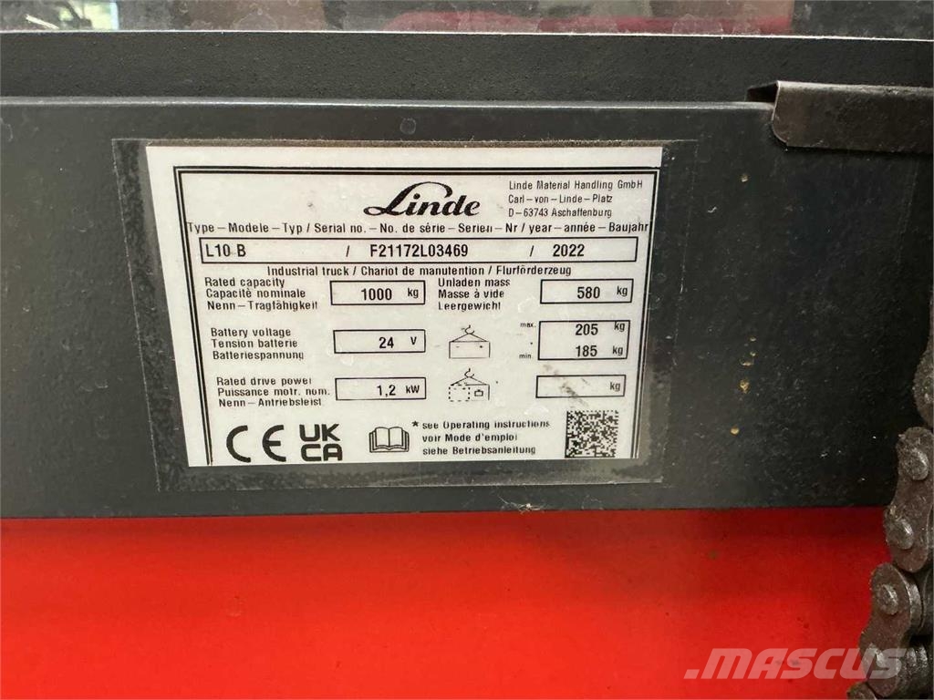 Linde L10B Meeloop stapelaar