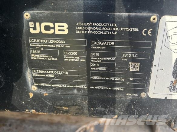 JCB JS131 Excavadoras sobre orugas