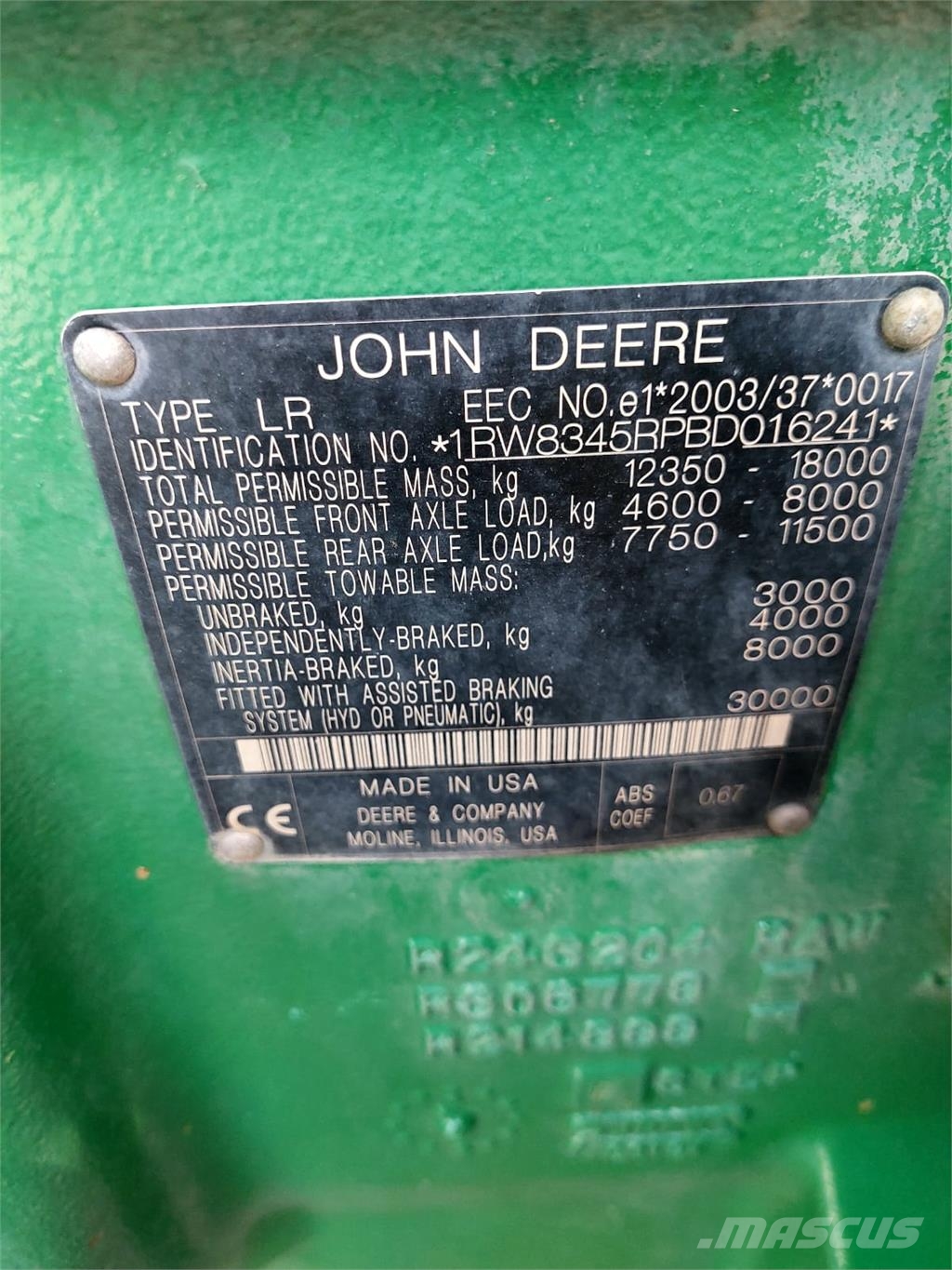 John Deere 8345R 트랙터