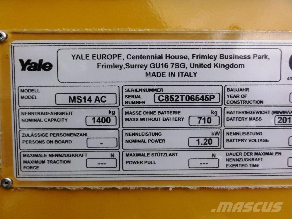 Yale MS 14 IL Ručni električni viličar