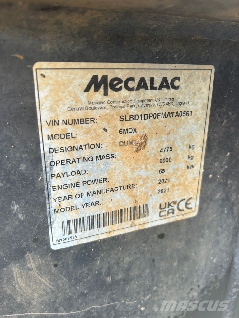 Mecalac 6MDX 6 Ton Cabbed Dumper ( Air Con ) Site dumpers