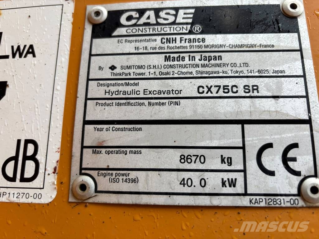 CASE CX 75 / Engcon, 5-työlaitetta, Rasvari 중형굴삭기 7톤-28톤