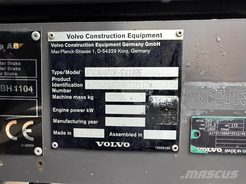 Volvo EW 180 E Wielgraafmachines