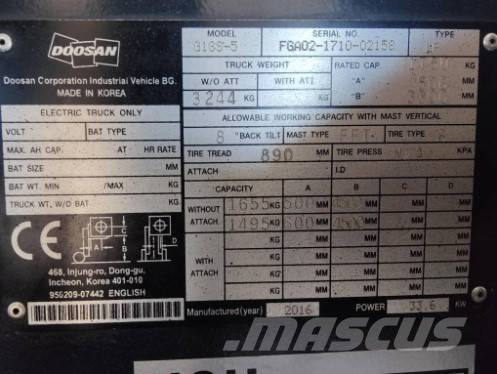 Doosan G18S5 Kaasutrukki (Varattu) Plinski viljuškari