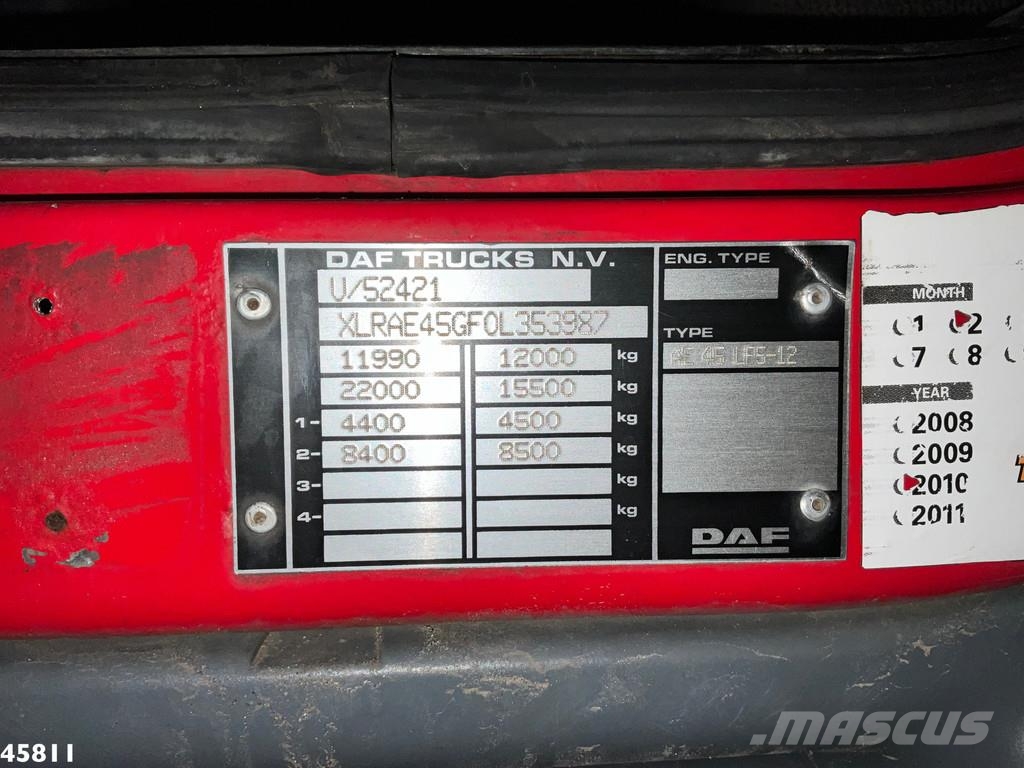 DAF FA 45 CF 220 Klaas 34 meter Dachdeckerkran Teherautóra szerelt emelők és állványok