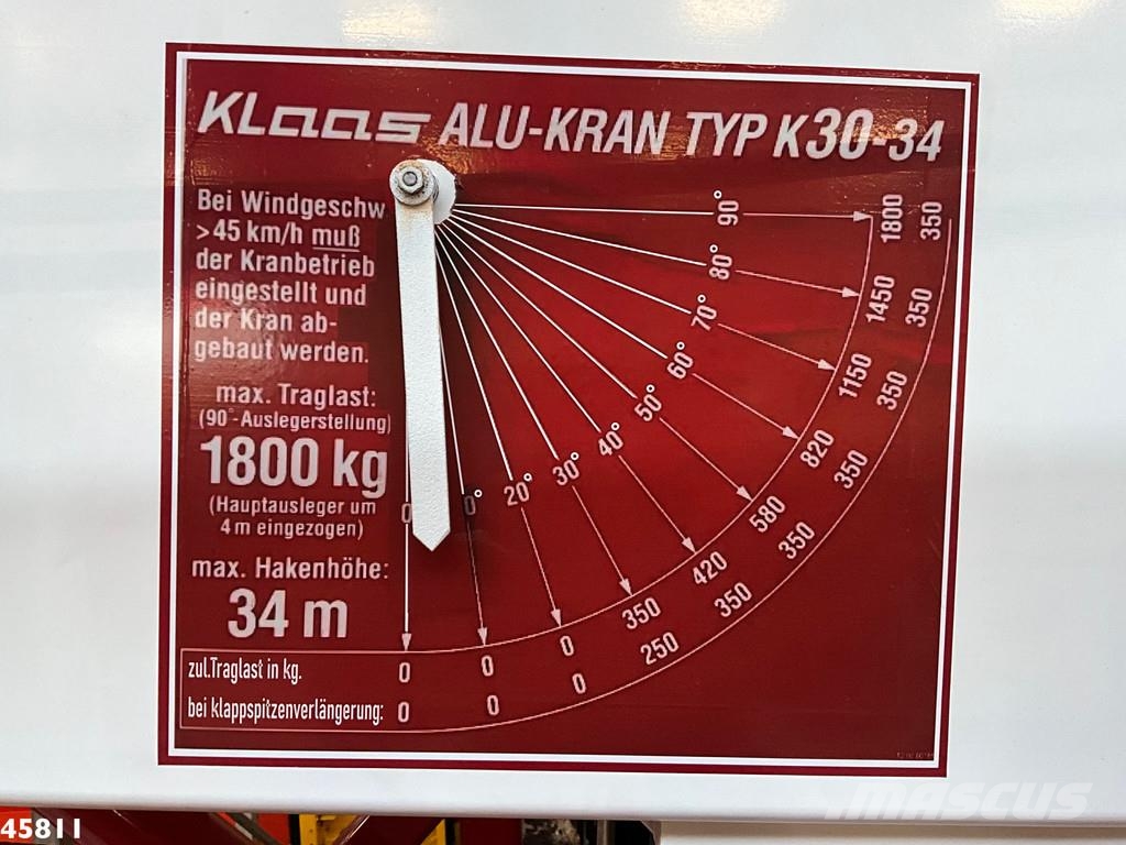 DAF FA 45 CF 220 Klaas 34 meter Dachdeckerkran Teherautóra szerelt emelők és állványok