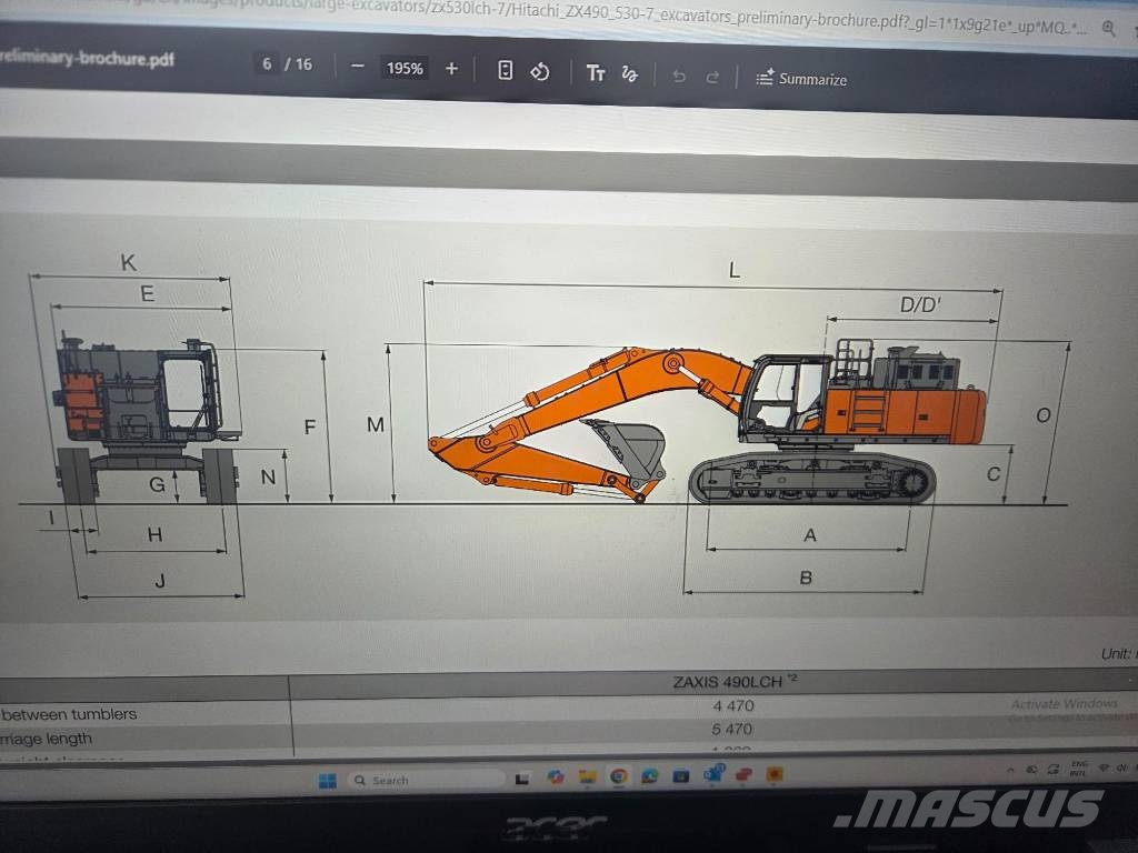 Hitachi ZX530-7, 2026, 56t, 3cm bucket Pásová rýpadla