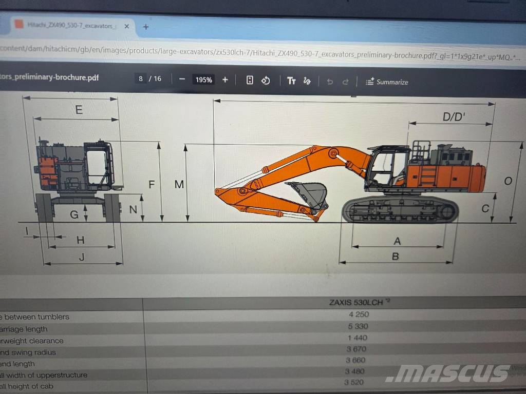 Hitachi ZX530-7, 2026, 56t, 3cm bucket Pásová rýpadla