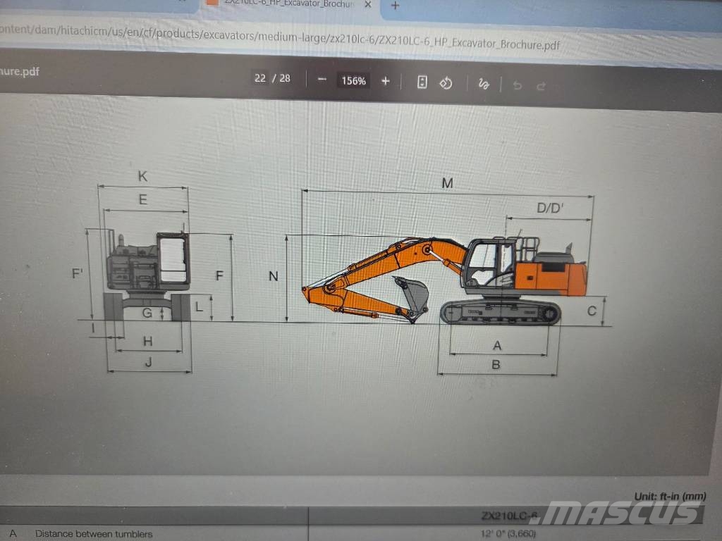 Hitachi ZX 210 LC-6, 7.784h, QIL QUICK+3 buckets Rupsgraafmachines