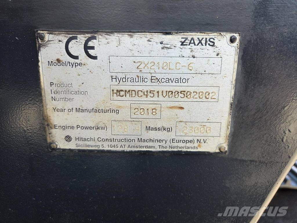 Hitachi ZX 210 LC-6, 7.784h, QIL QUICK+3 buckets Rupsgraafmachines