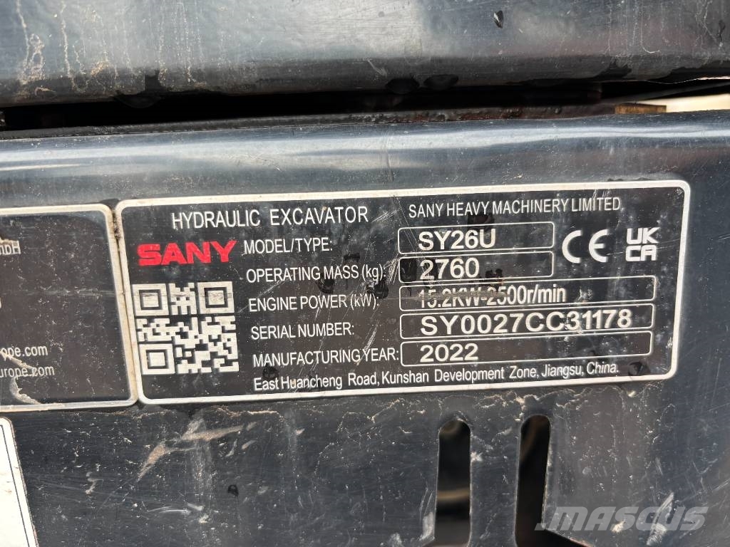 Sany SY 26 U Mini Escavadoras <7t