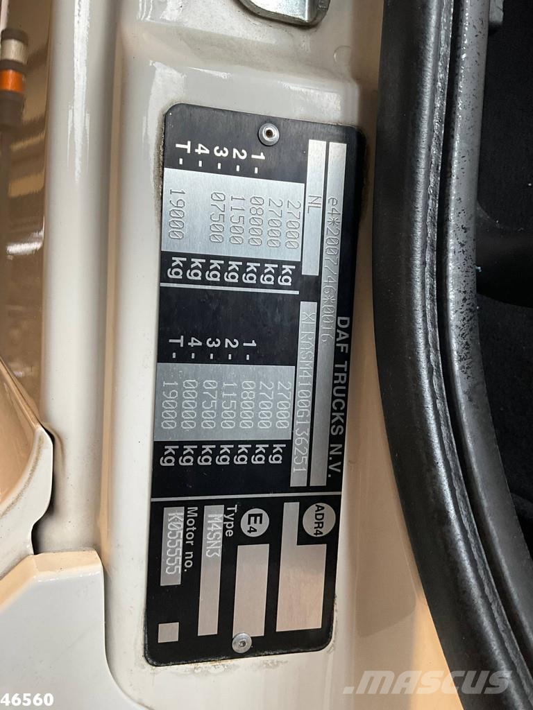 DAF FAN CF 290 Euro 6 Hiab 21 Tonmeter laadkraan 폐기물 수거 트럭