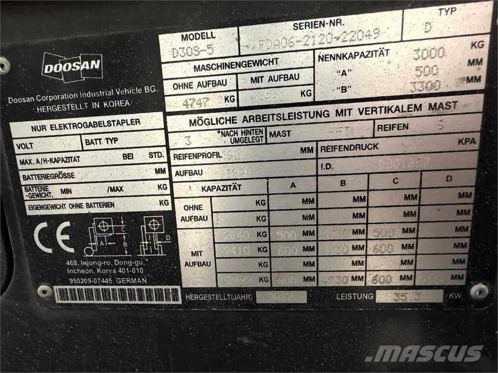 Doosan D 30 S-5 Dīzeļa autoiekrāvēji