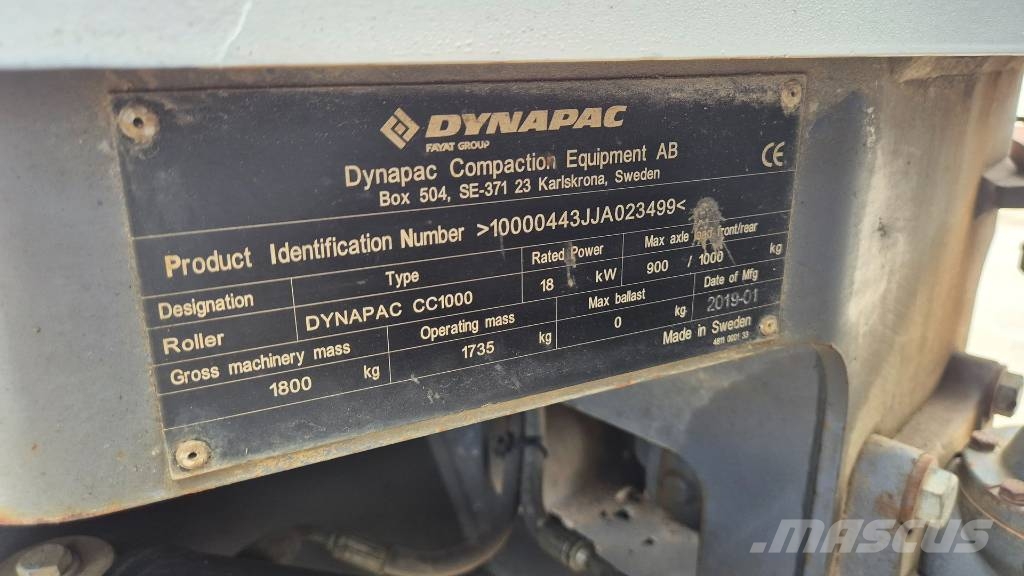 Dynapac CC1000 - 2019 YEAR - 775 WORKING HOURS Tandemrullid