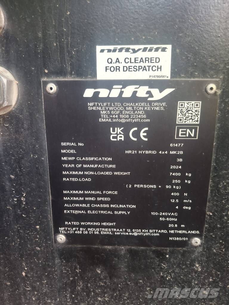 Niftylift HR 21 HYBRID Strēles pacēlāji