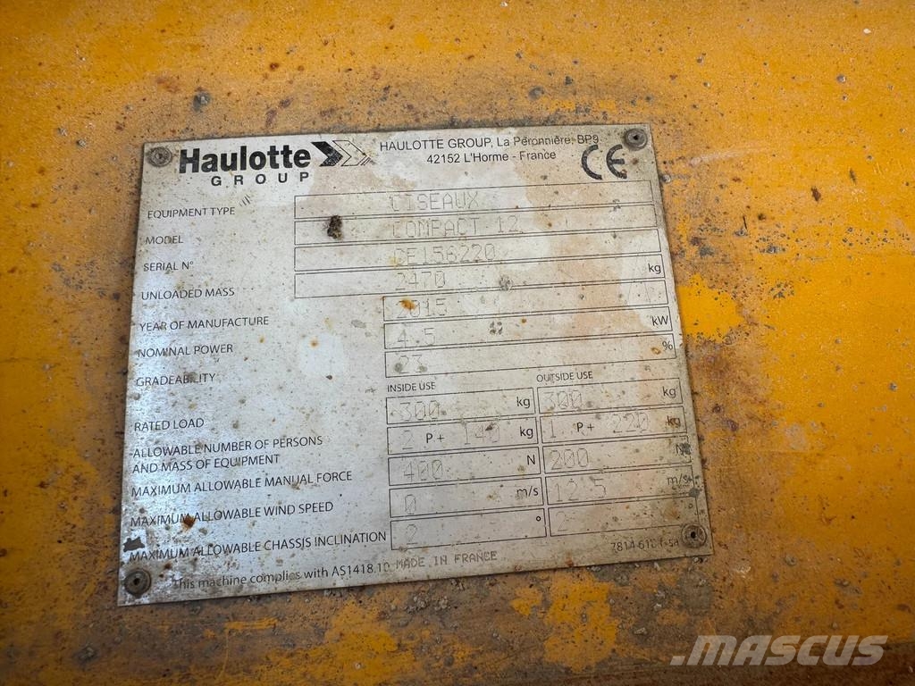 Haulotte Compact 12 Hoogwerker Schaarhoogwerker Schaarlift Saxliftar