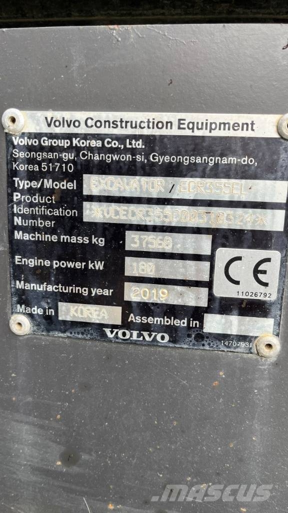Volvo ECR355EL Rupsgraafmachines