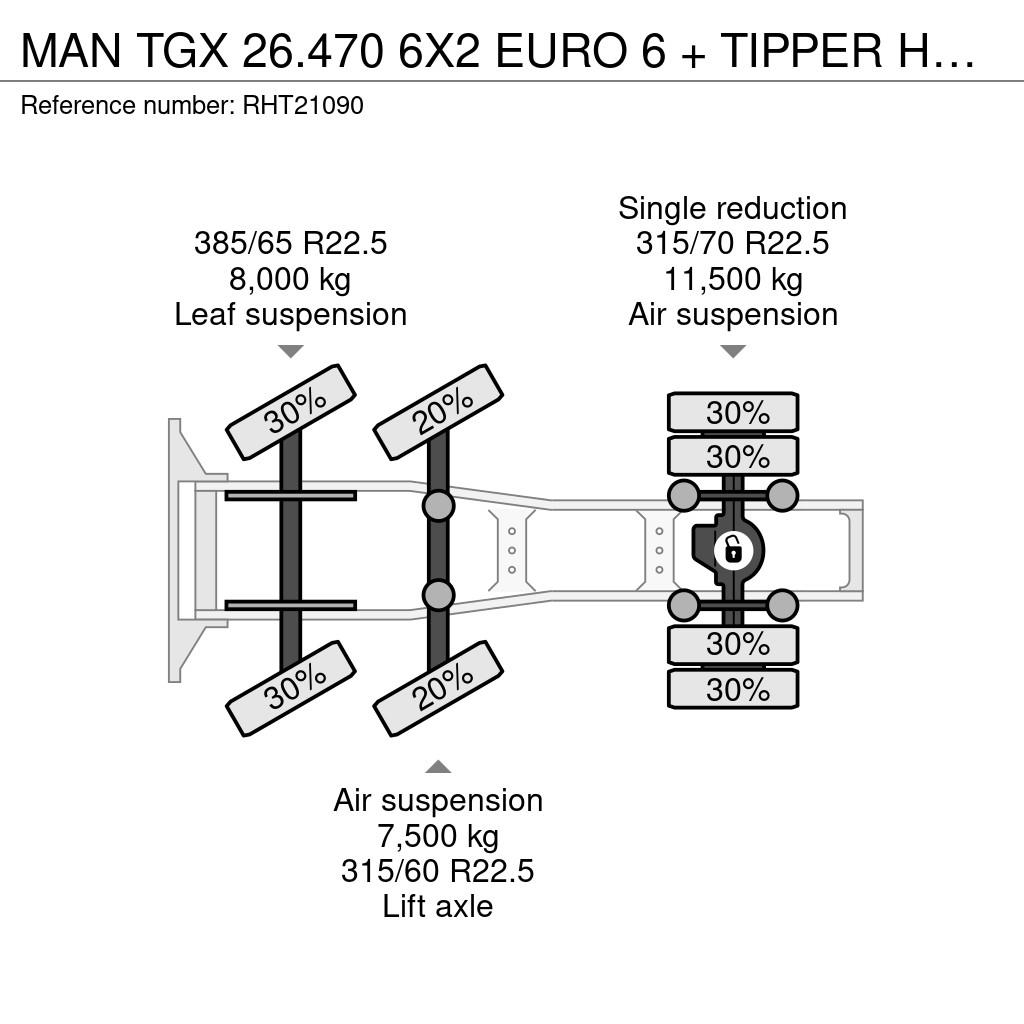 MAN TGX 26.470 6X2 EURO 6 + TIPPER HYDRAULICS Motrici e Trattori Stradali