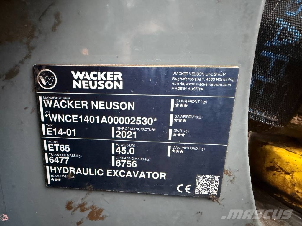 Wacker Neuson ET65 knäckbom rotortilt redskap Steg V motor Raupenbagger