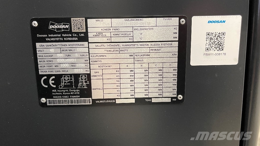 Doosan B20T-7 PLUS Vuokratrukki 電動堆高機