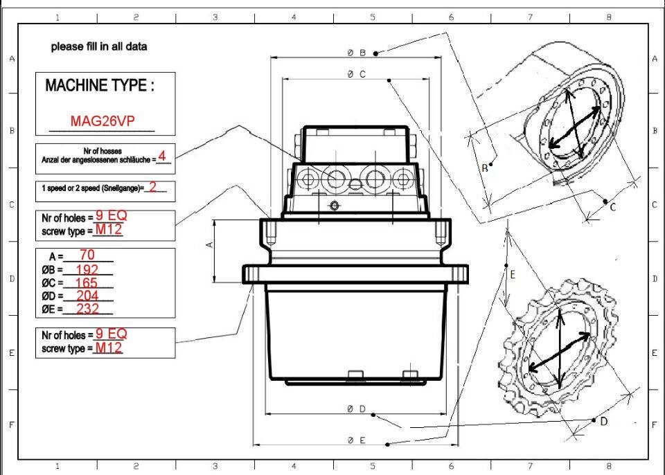 Komatsu 20S6082121 Travel device PC30R-8 PC35R-8 Final dri Transmisiones