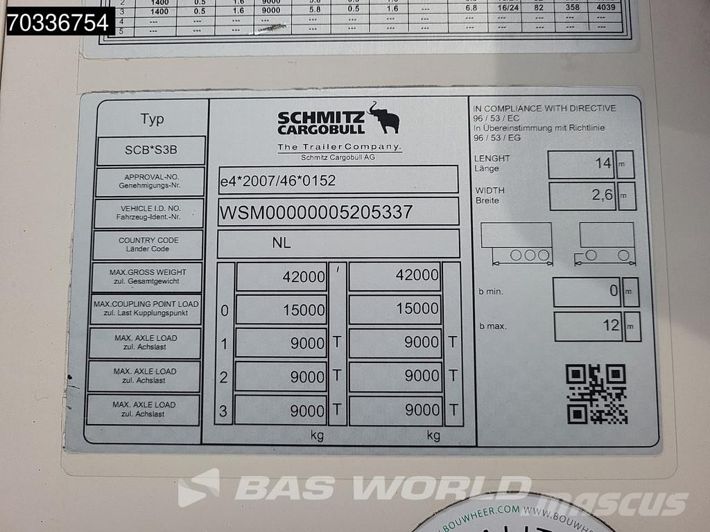 Schmitz Cargobull SCB*S3B 3 axles TUV 08/27 Doppelstock Doppelverdam Kühlauflieger