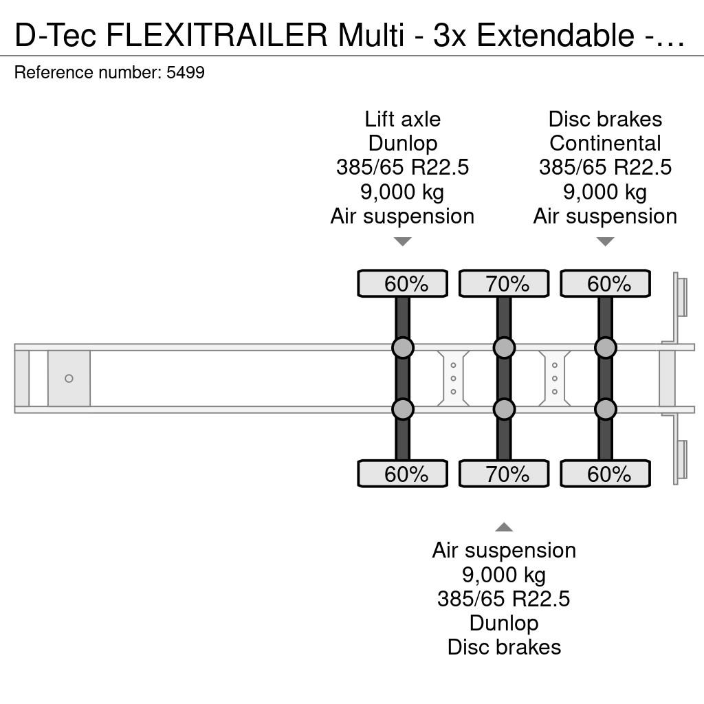 D-tec FLEXITRAILER Multi - 3x Extendable - Lift Axle - 4 نصف مقطورات حاويات