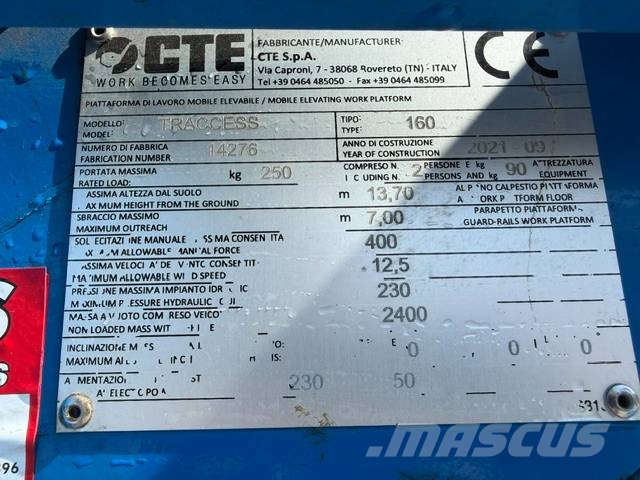 CTE traccess 160 Compact self-propelled boom lifts
