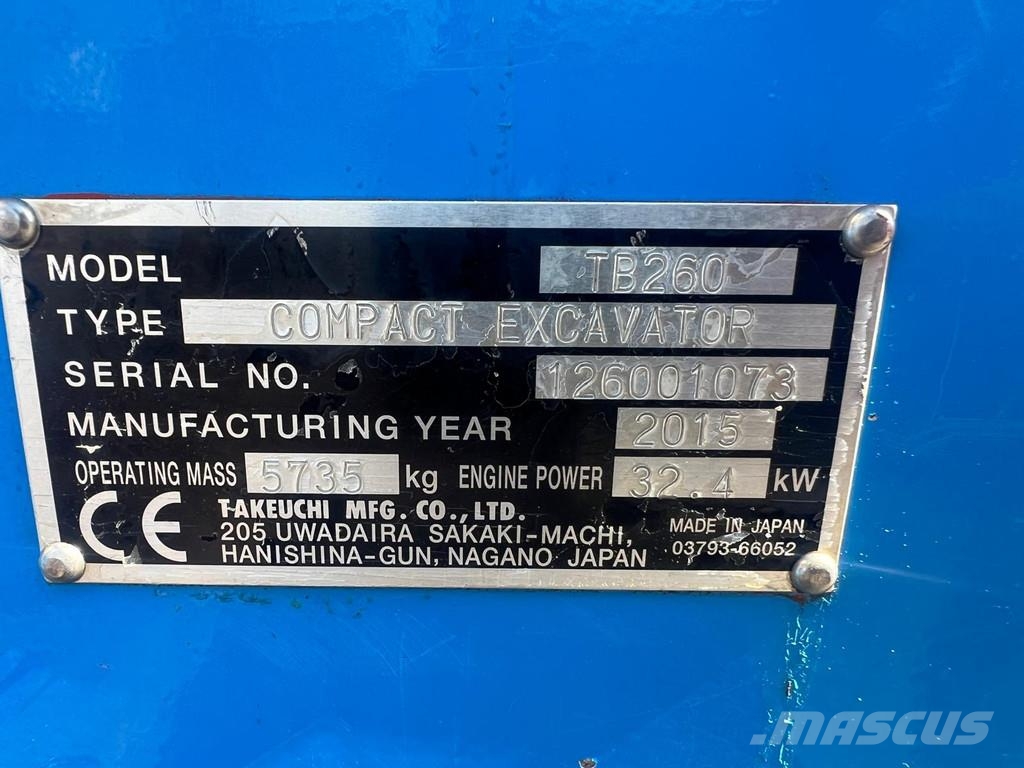 Takeuchi TB 260 . Minigraafmachines < 7t