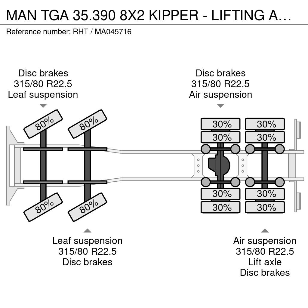 MAN TGA 35.390 8X2 KIPPER - LIFTING AXLE Hook lift trucks