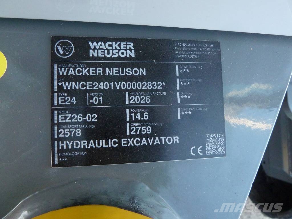 Wacker Neuosn EZ26 / Aircondition, Engcon 소형 굴삭기 7톤 미만