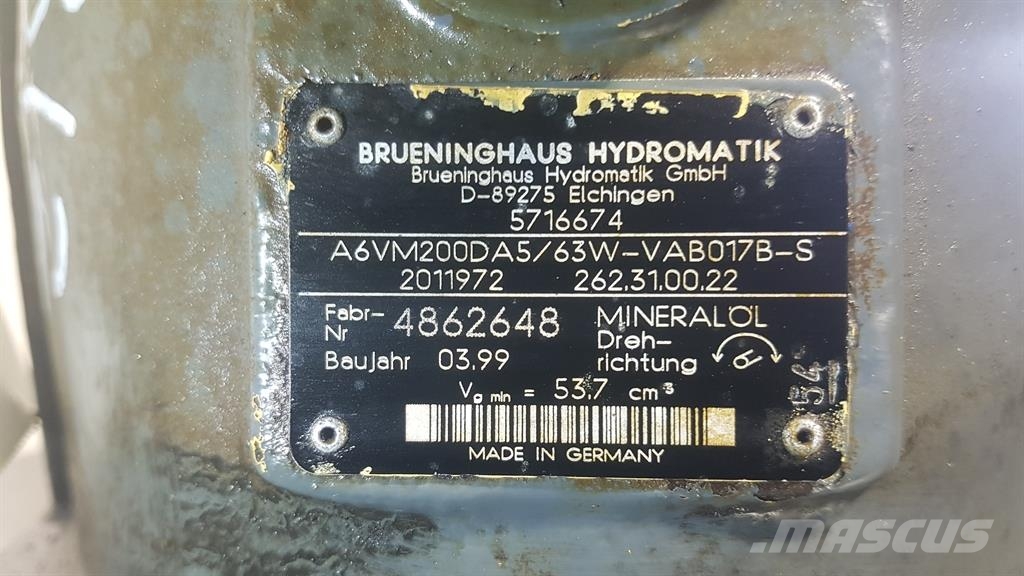 Brueninghaus Hydromatik A6VM200DA5/63W - Drive motor/Fahrmotor/Rijmotor Hydraulics