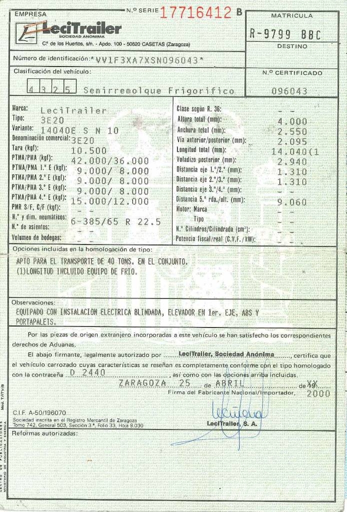 Lecitrailer 3E20 Puspriekabės su izoterminiu kėbulu