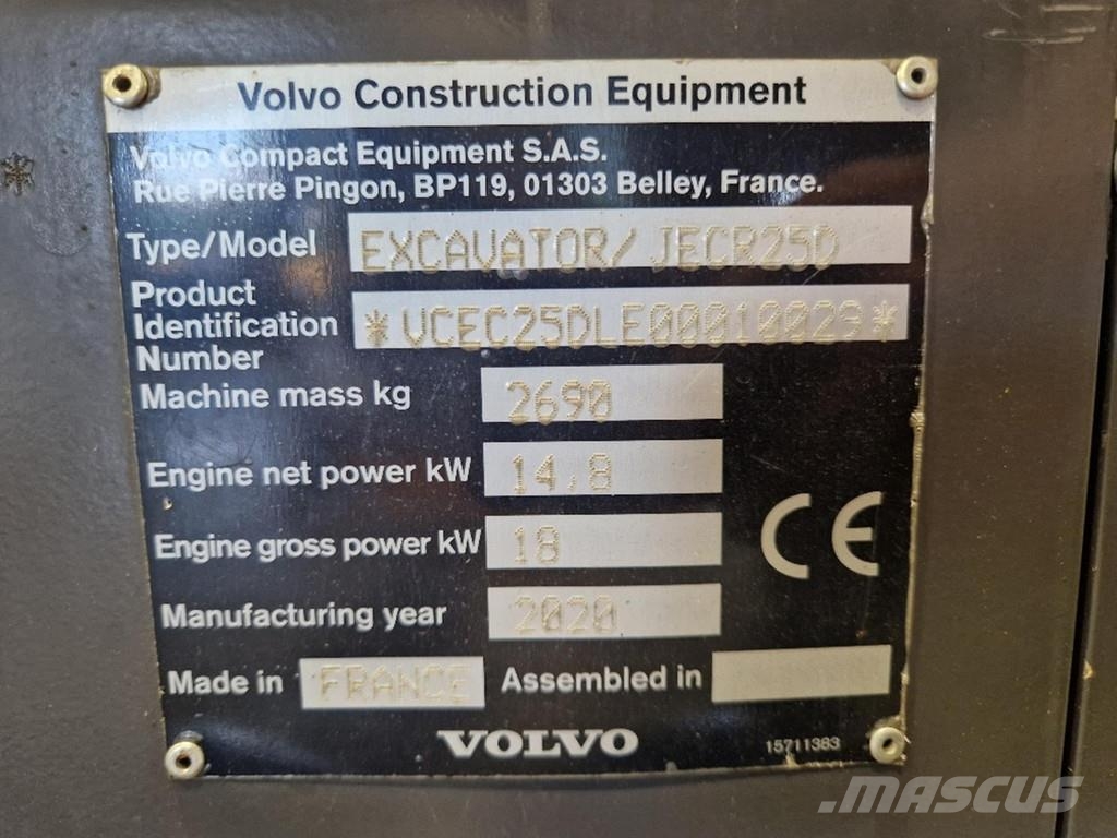 Volvo JECR25D ELECTRIC حفارات صغيرة أقل من 7 طن (حفارات صغيرة)