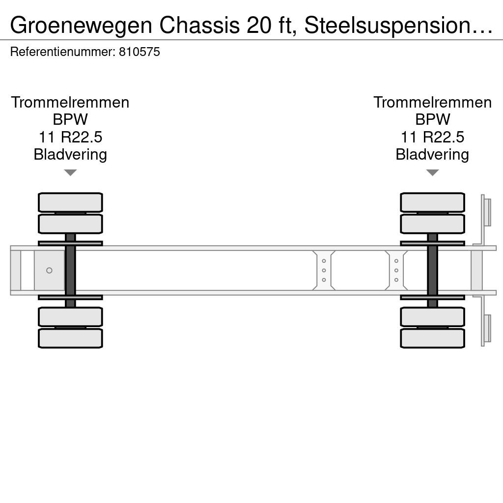 Groenewegen Chassis 20 ft, Steelsuspension, drum brakes Containerframe semi-trailers